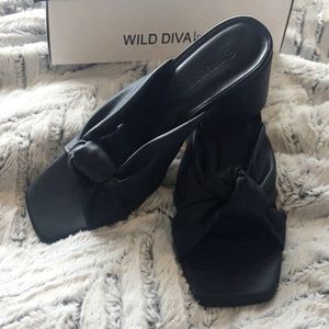 NEW chunky black square toe heels